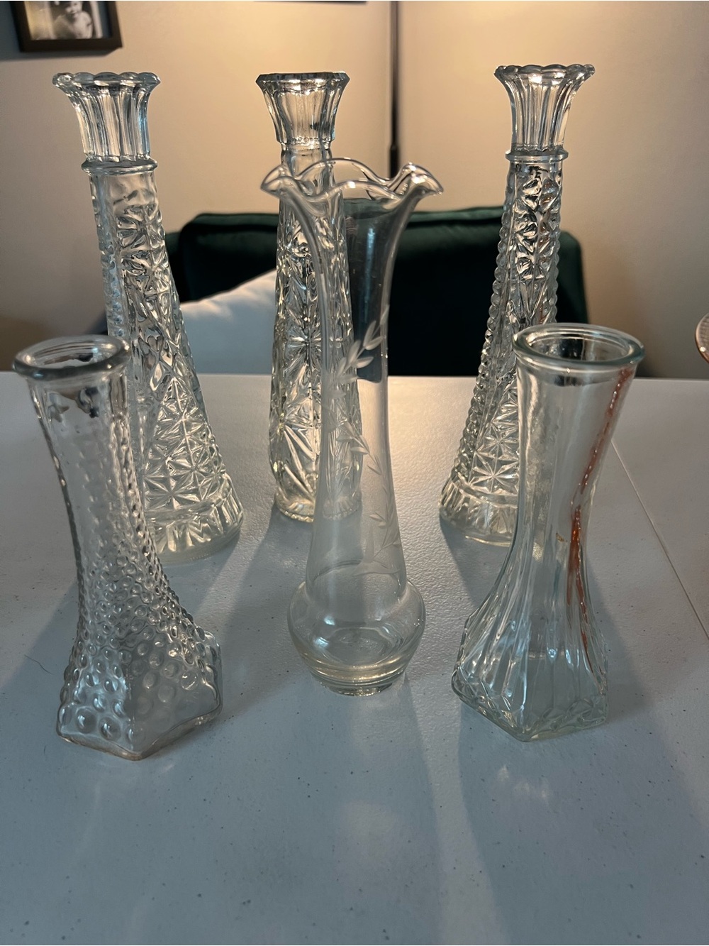 Clear Glass Bud Vases - Decorative Set